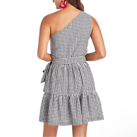 NWT Vineyard Vines Gingham Dress One Shoulder Black and White - Picture 2 of 6